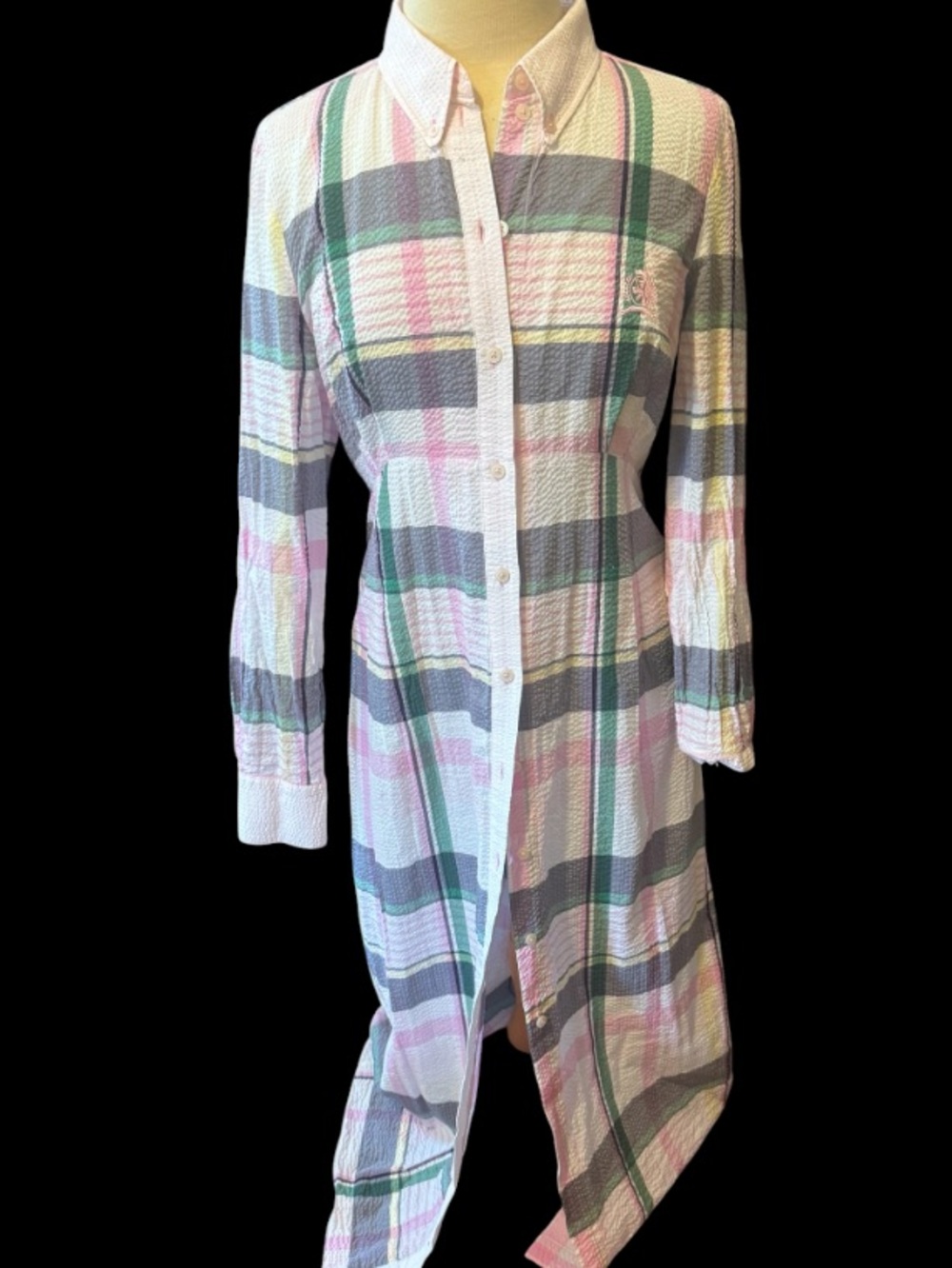 Used once Tommy Hilfiger Plaid Button-Front dress - Pink & Gray size 42
